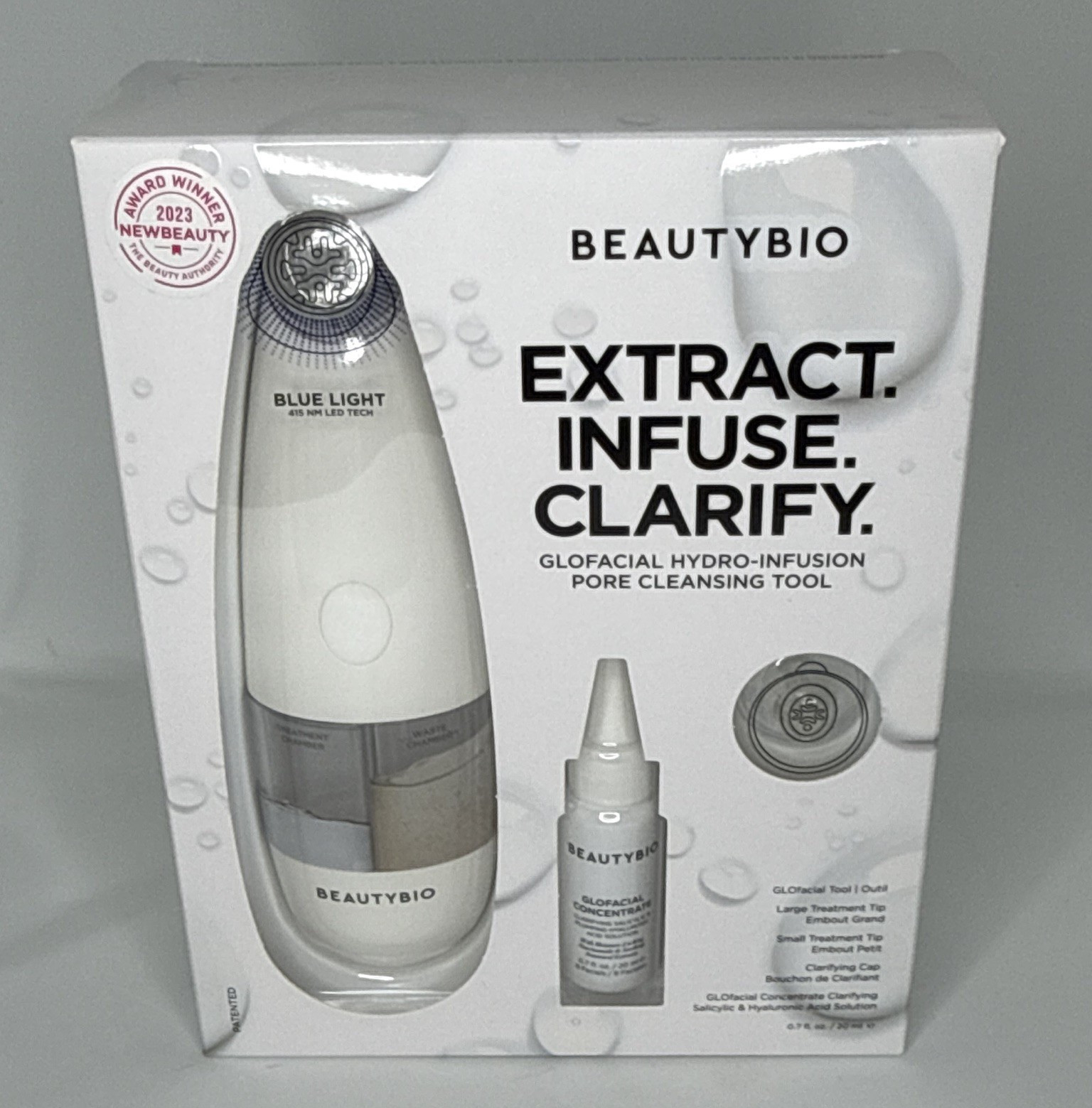 BeautyBio GLOfacial Hydro-Infusion Pore Cleansing Tool Set, Blue Light, White