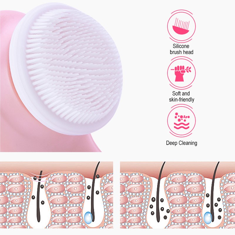 3 IN 1 Electric Facial Cleaner Face Cleansing Brush Wash Machine Spa Skin Care
