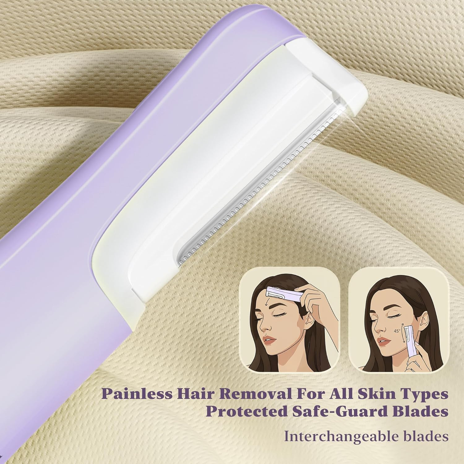 Dermaplaning Tool for Face, Dermaplane Razor for Women Face LED Light Facial Exf