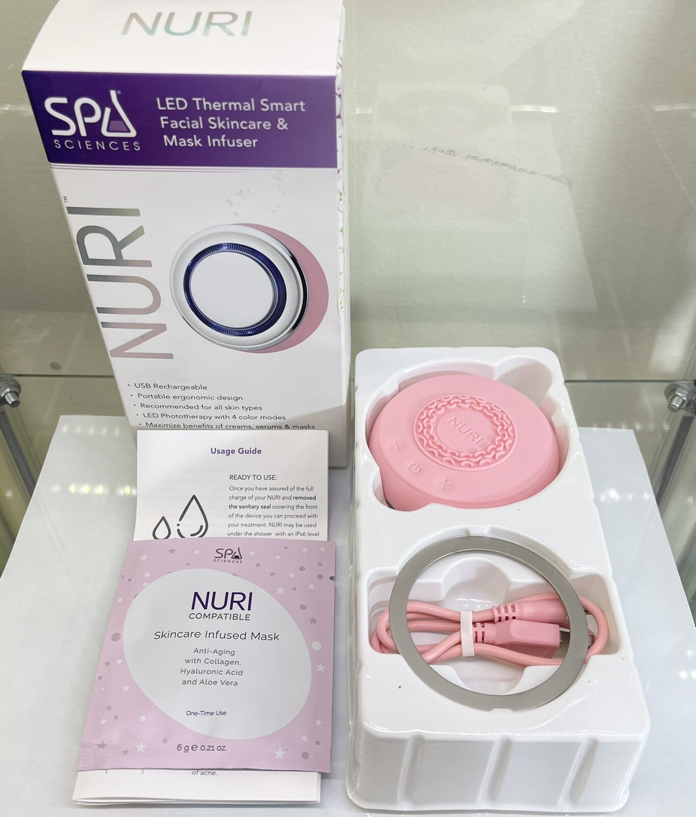 NURI Spa Science- LED Thermal Smart Facial Skincare & Mask Infuser. New-Open Box
