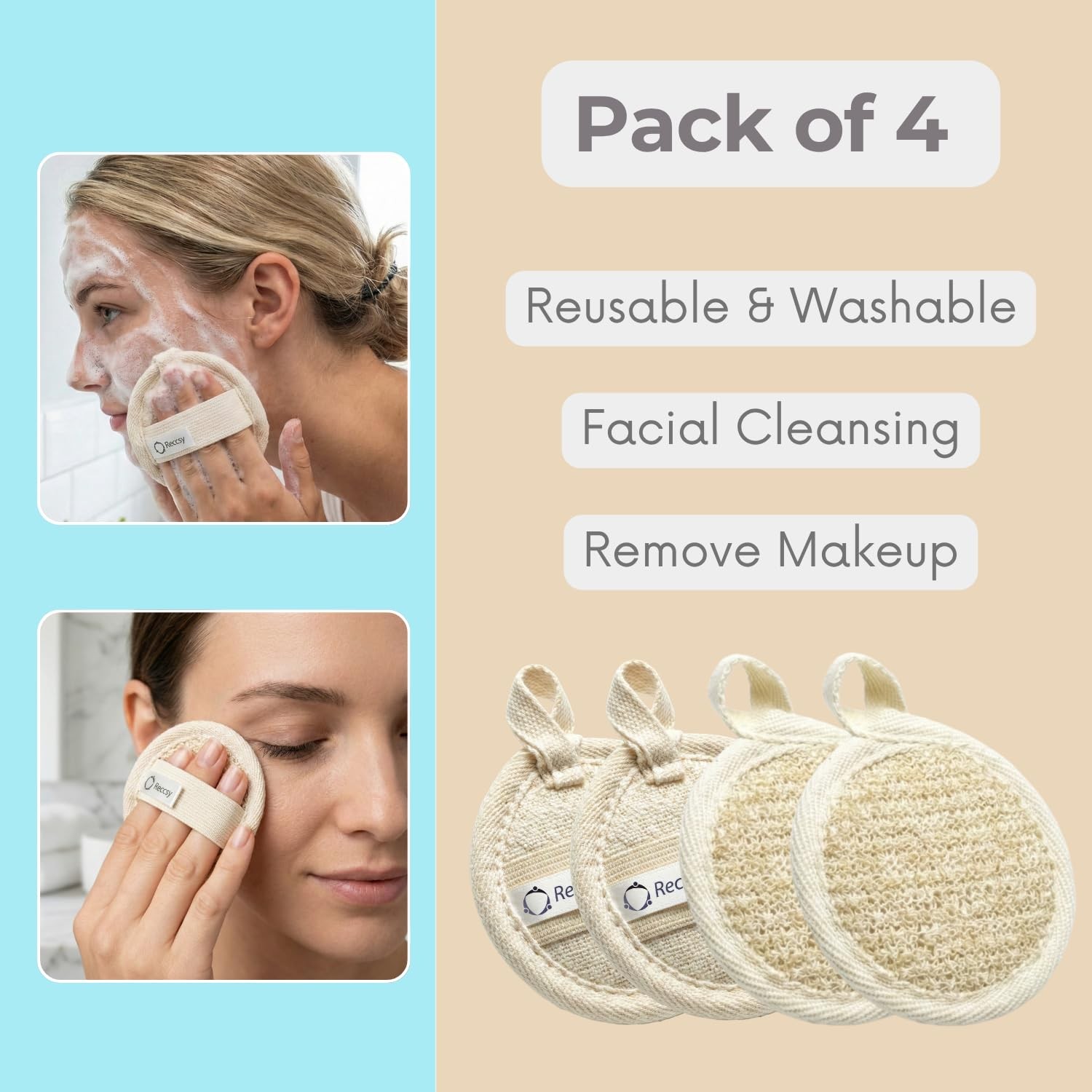 Reccsy Face Brush Set – Soft Natural Bristle Facial Dry for Brown