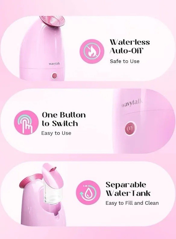 Wavytalk Nano Ionic Facial / Face Steamer for Hydrating Skin Care* KD2331 * Pink