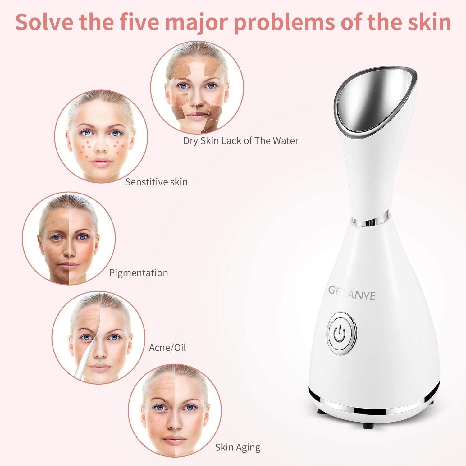 Moisturizing Nano Ionic Face Steamer with Blackhead Remover Kit Included