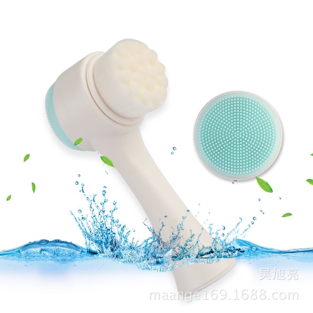 2 in 1 Face Brush – Double Sided Facial Cleansing White and Blue, Blue,white