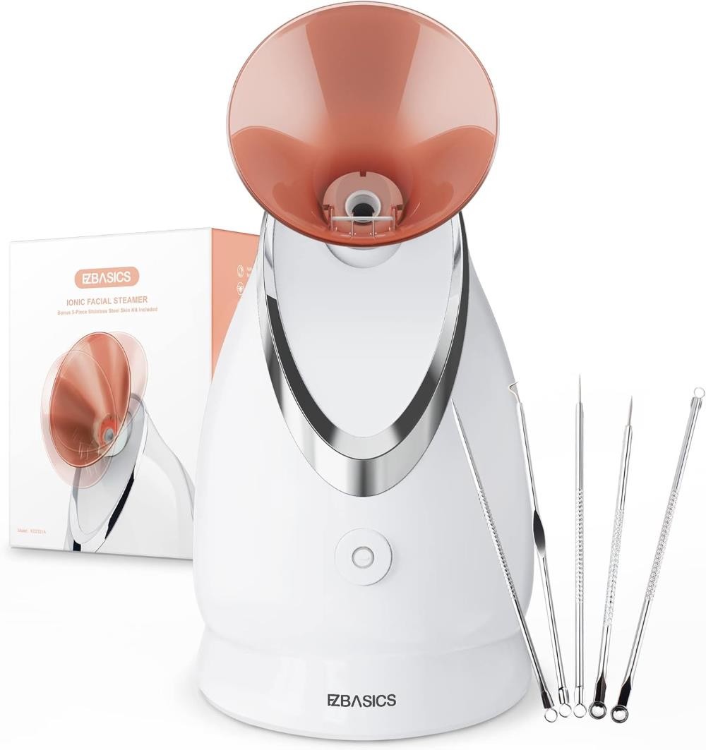 EZBASICS Facial Steamer Ionic Face Steamer for Home Facial, Warm Mist Humidifier