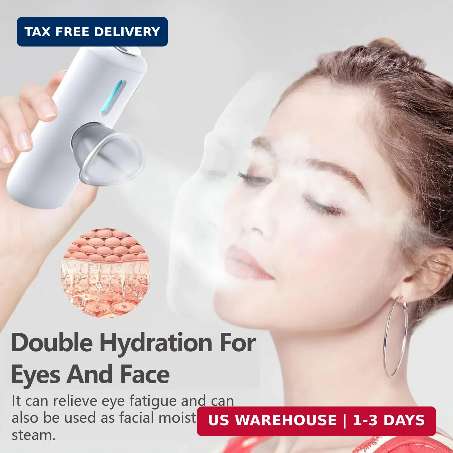 2-in-1 Nano Face & Eye Mister, USB Rechargeable Cool Mist Sprayer for Eyelash Ex