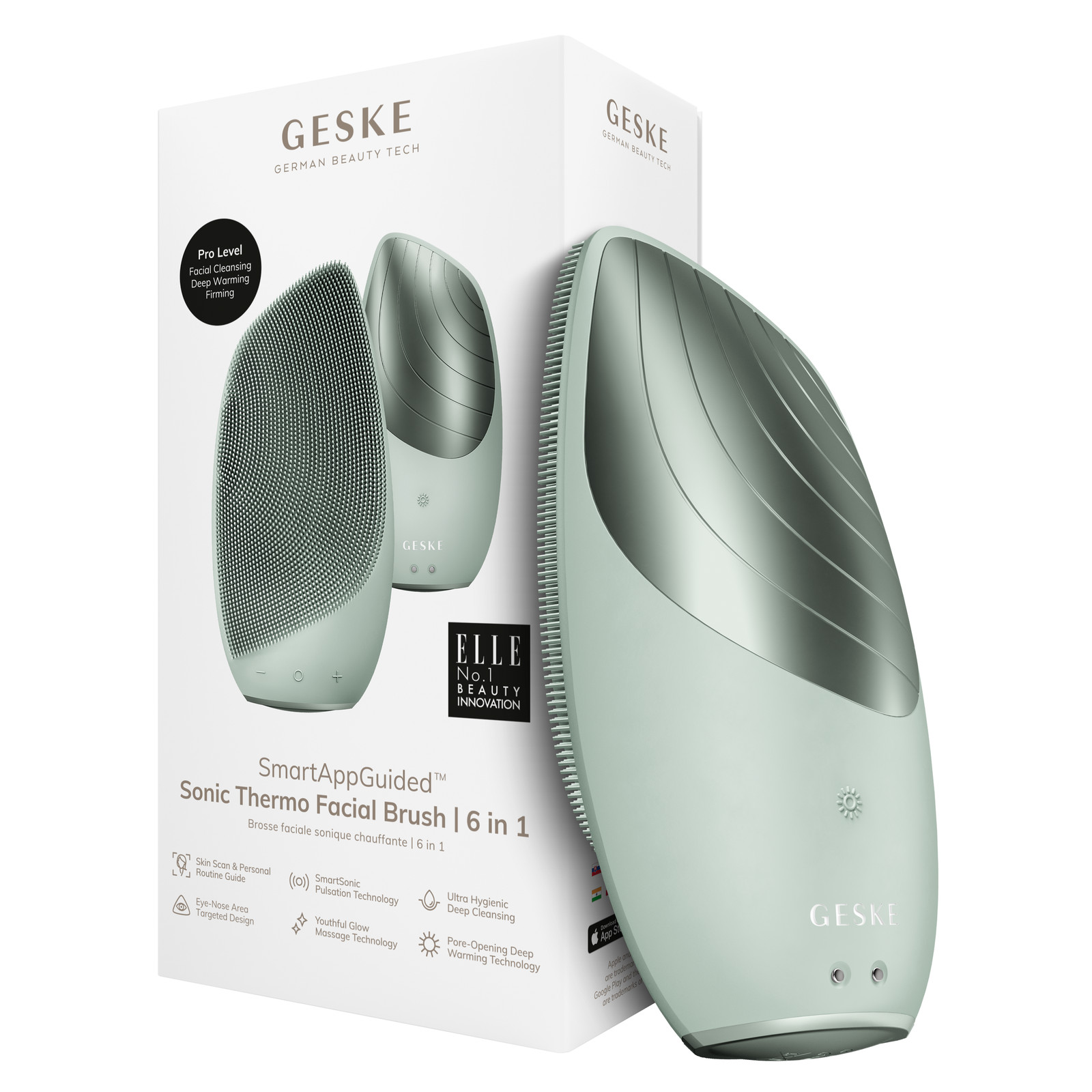 GESKE Sonic Thermo Facial Brush 6 in 1 Green