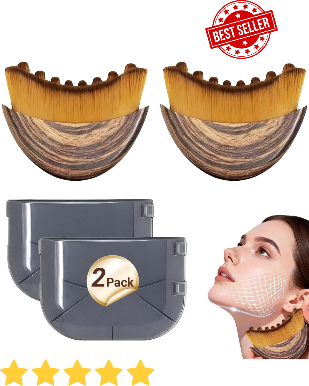 2PC Lymphatic Contour Face Brush Lymphatic Drainage Massager for Face by Glowiex