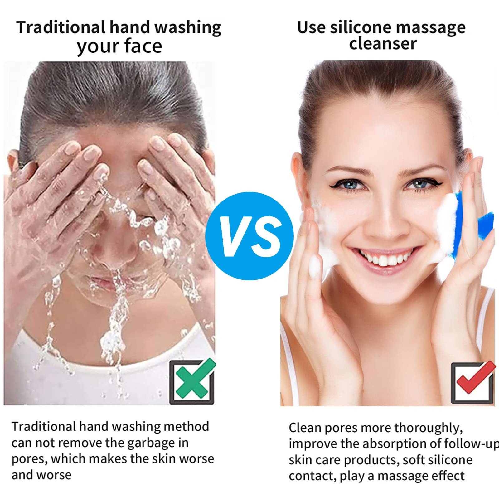 Silicone Face Scrubber for Men Facial Cleansing Brush Brush, Blue