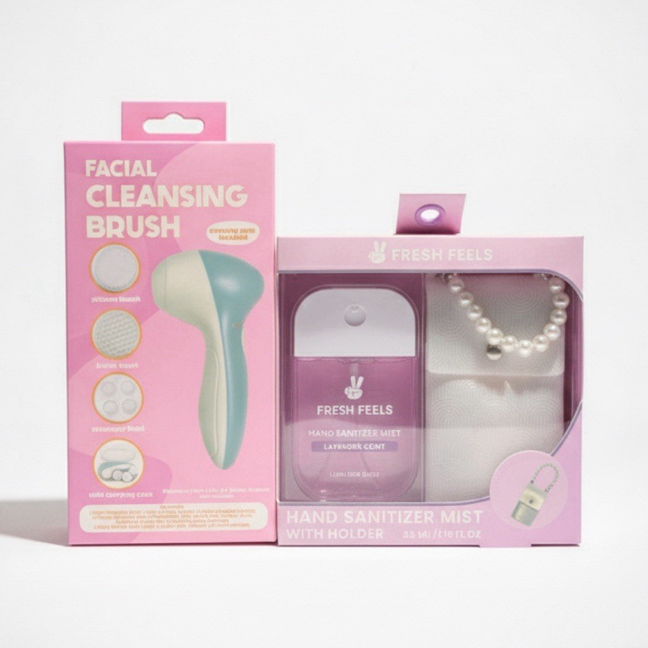Fresh Feels Cleanse Electric Facial Brush Rechargeable USB 2-Speed Pink/Blue
