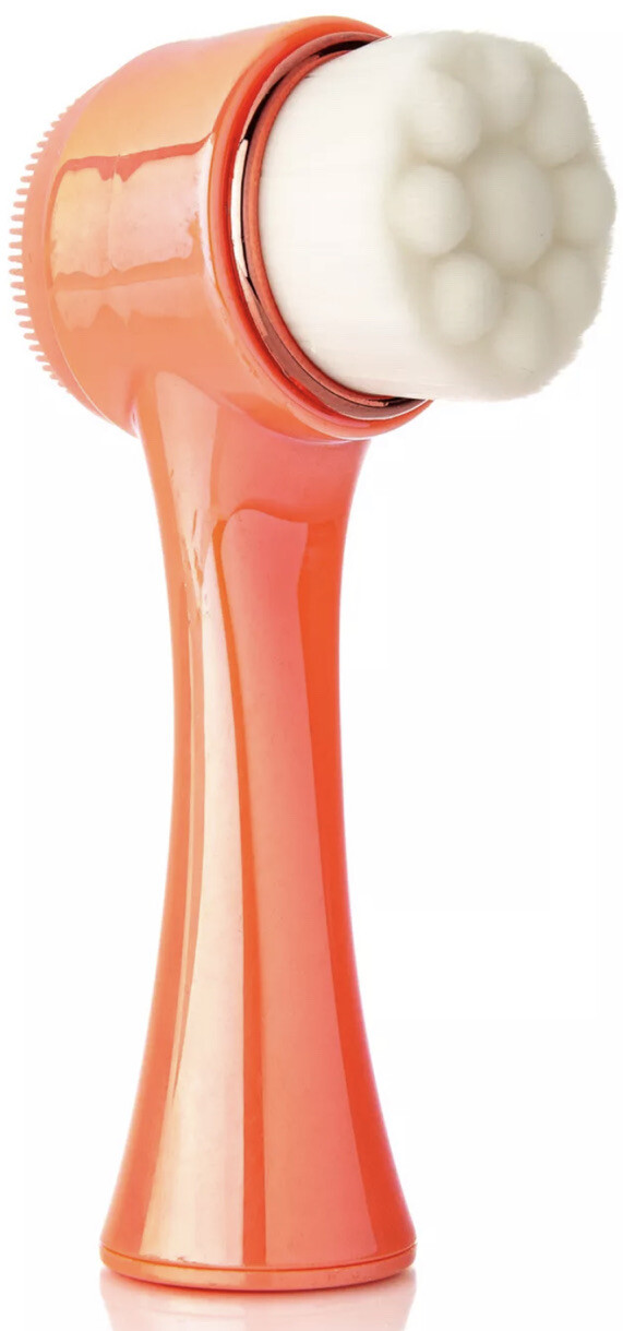 Almost Famous Cleanse It 2in1 Exfoliator Brush Extra Gentle Bristles Coral NIB
