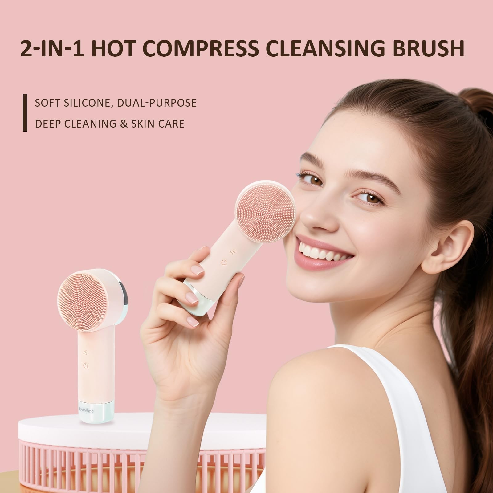 Ultra-Soft Silicone Face Scrubber – Rechargeable 2-in-1 Heating & Exfoliating…