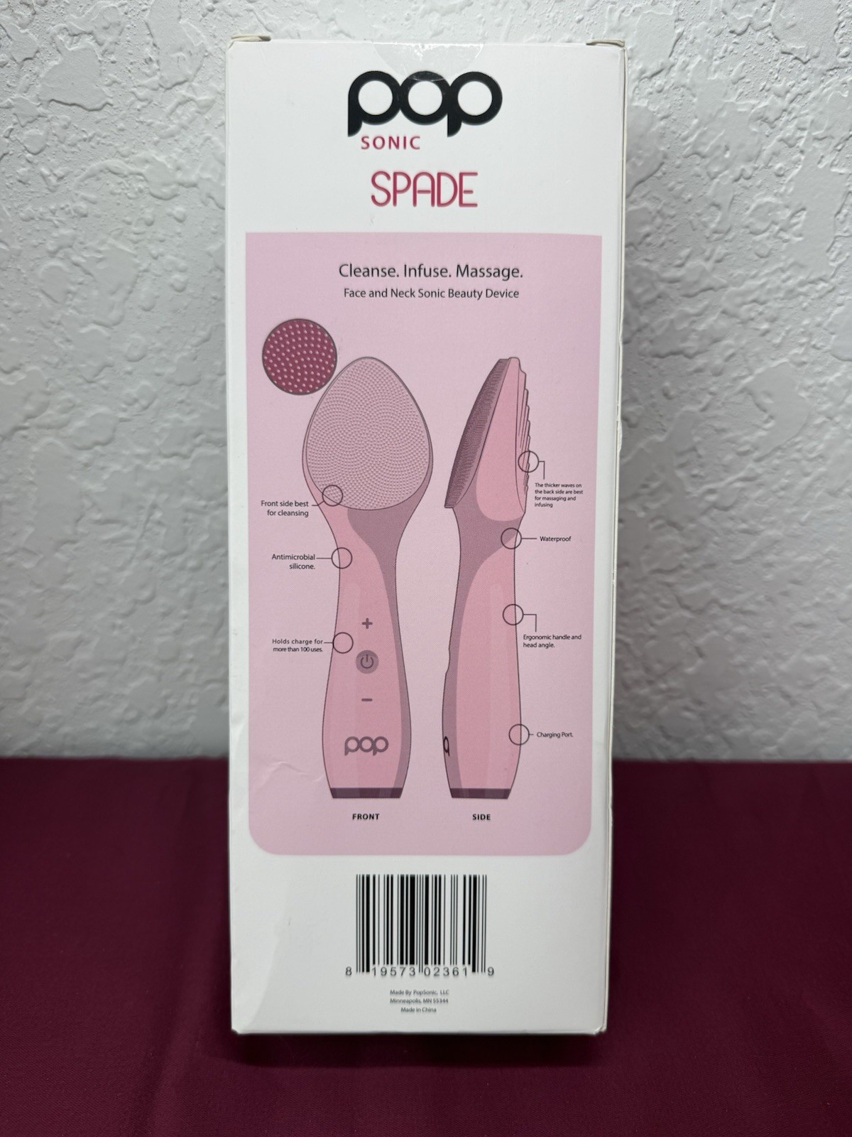 Pop Sonic Spade Face & Neck Sonic Beauty Device Cleanse Infuse Massage Brand New