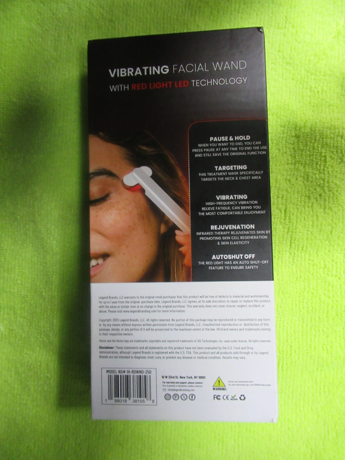 iHome Vibrating Facial Wand with Red Light LED Technology.