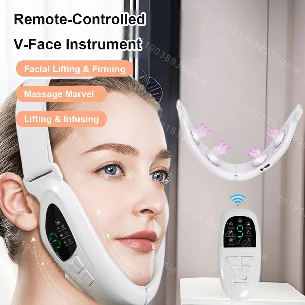 White 4 in 1 Massager for Face, Facial Sculpting Device for Double Chin, Reduces