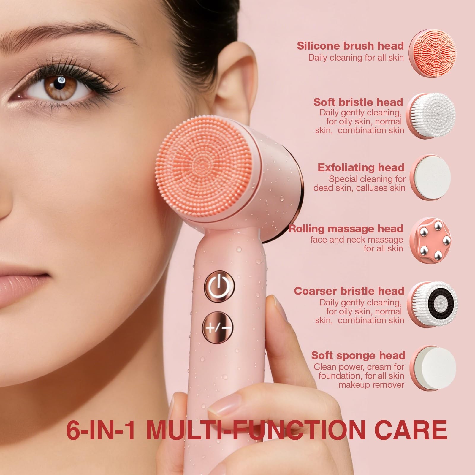 Scrubber with Display & Cleansing Brush – 6-in-1 Exfoliating Kit, 3 Speeds, I…