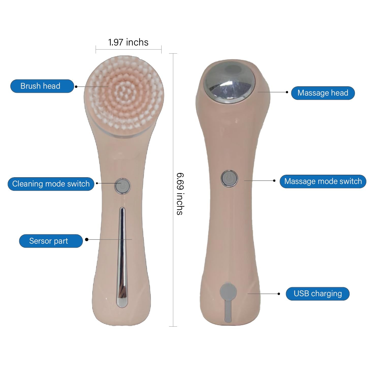 Facial Cleansing Brush, 2 in 1 Ｗaterproof IPx7 Facial Spin Scrubber Set with …
