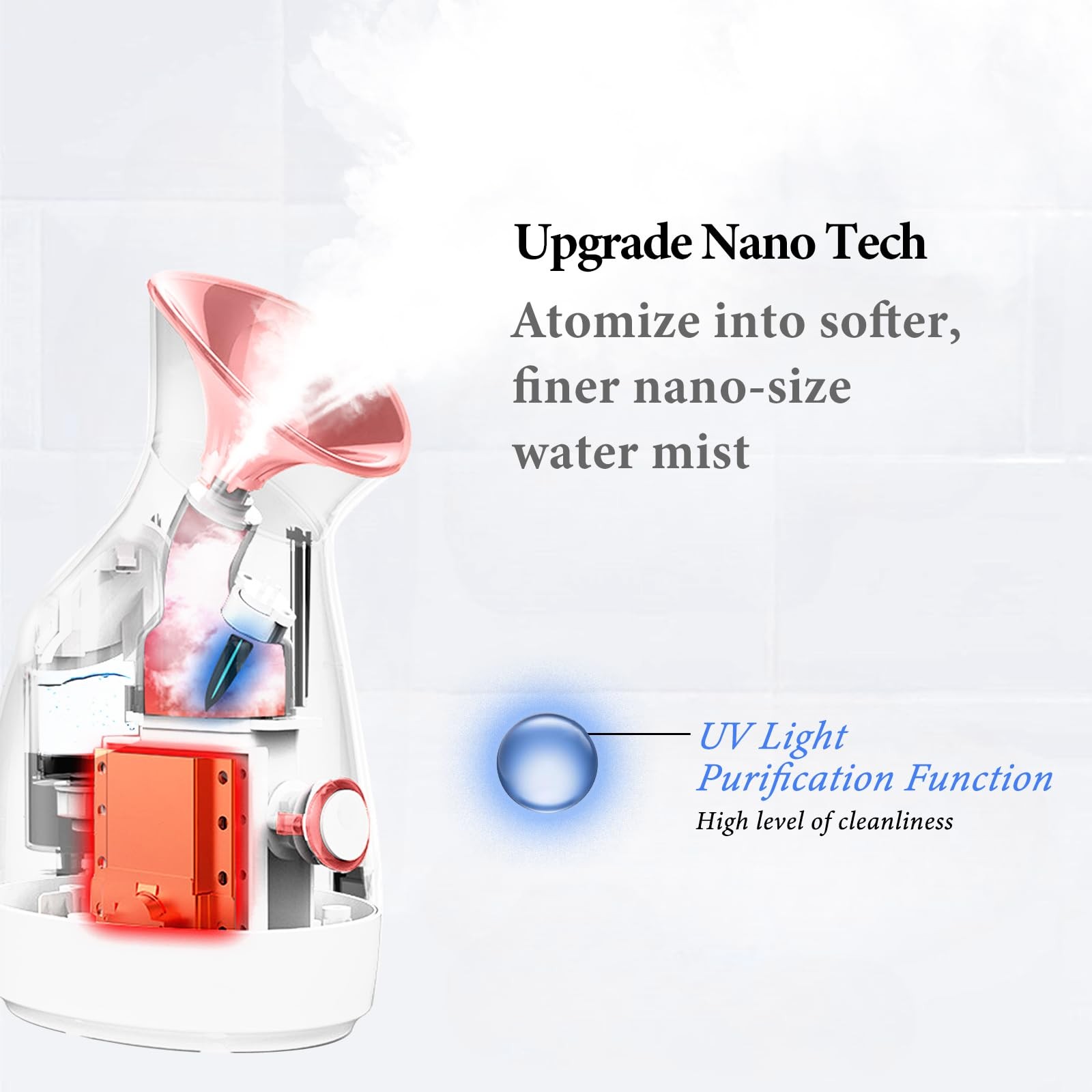 Colorfarm Facial Steamer Nano Ionic: Face 5 Piece set, 1- Rosegold