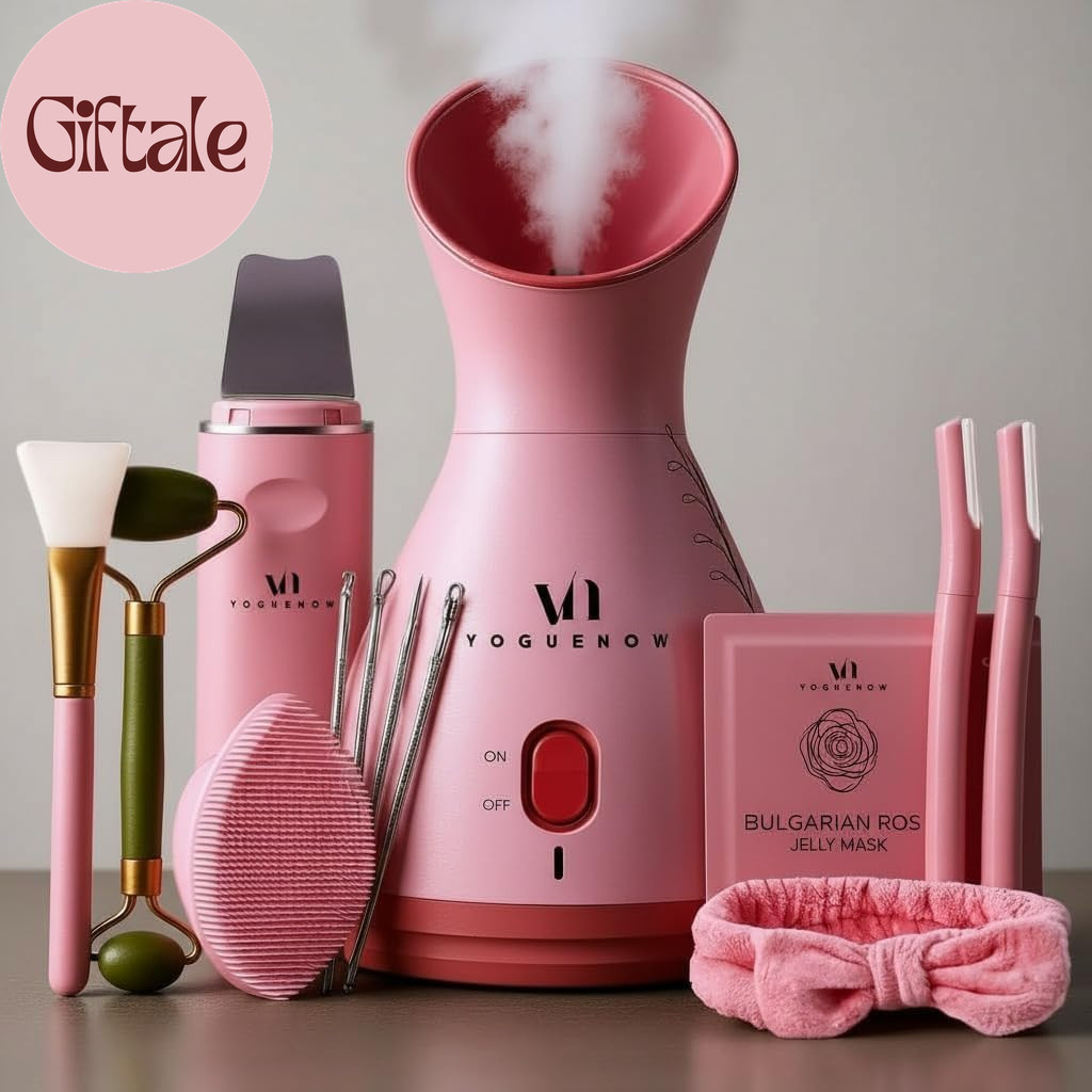 Facial Steamer Spa Kit with Complimentary 17 Skin Care Tools | Face Steamer for