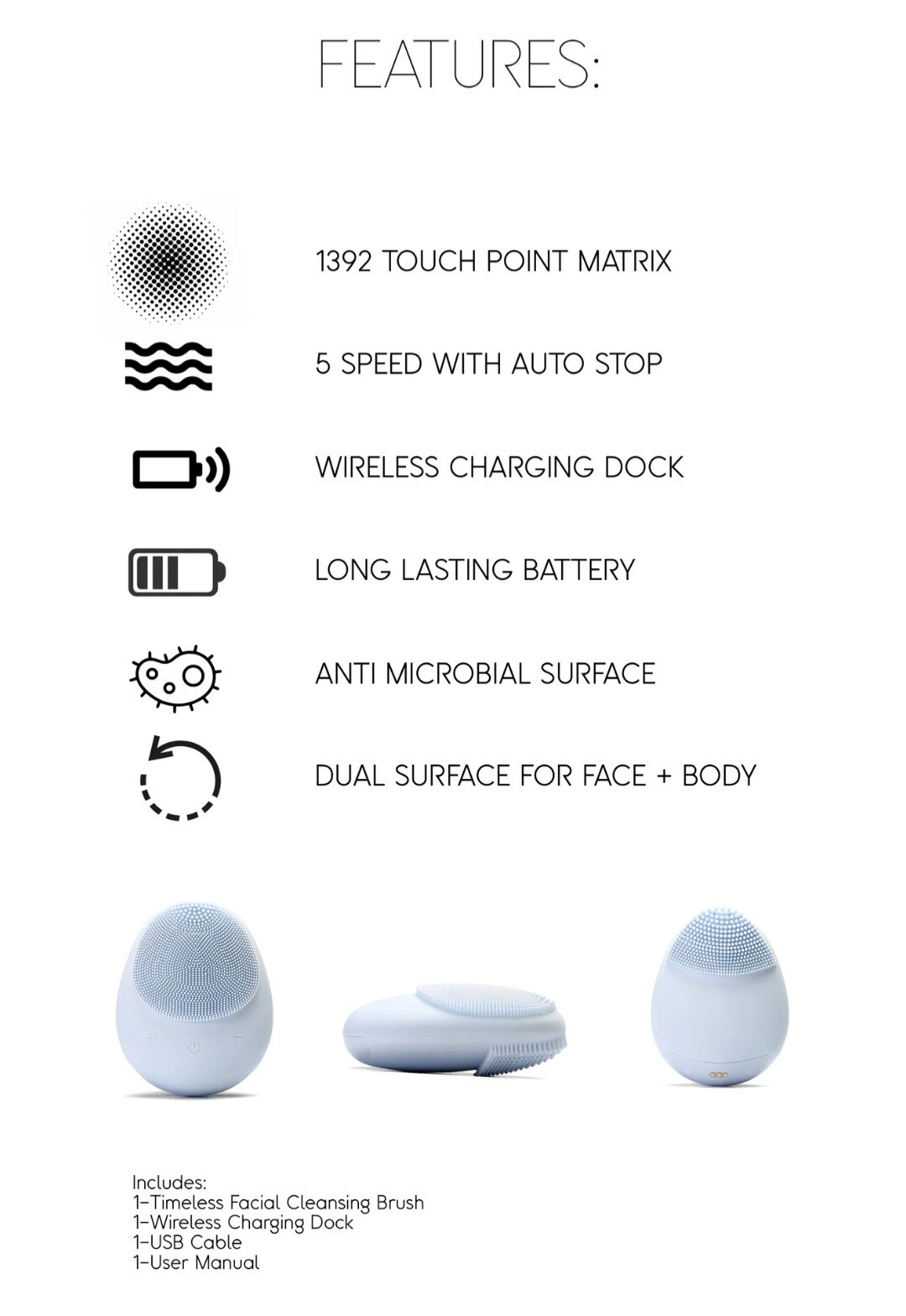 NEW Timeless Facial Cleansing Brush ~ Timeless Organics ~ Powder Pink ~ Wireless