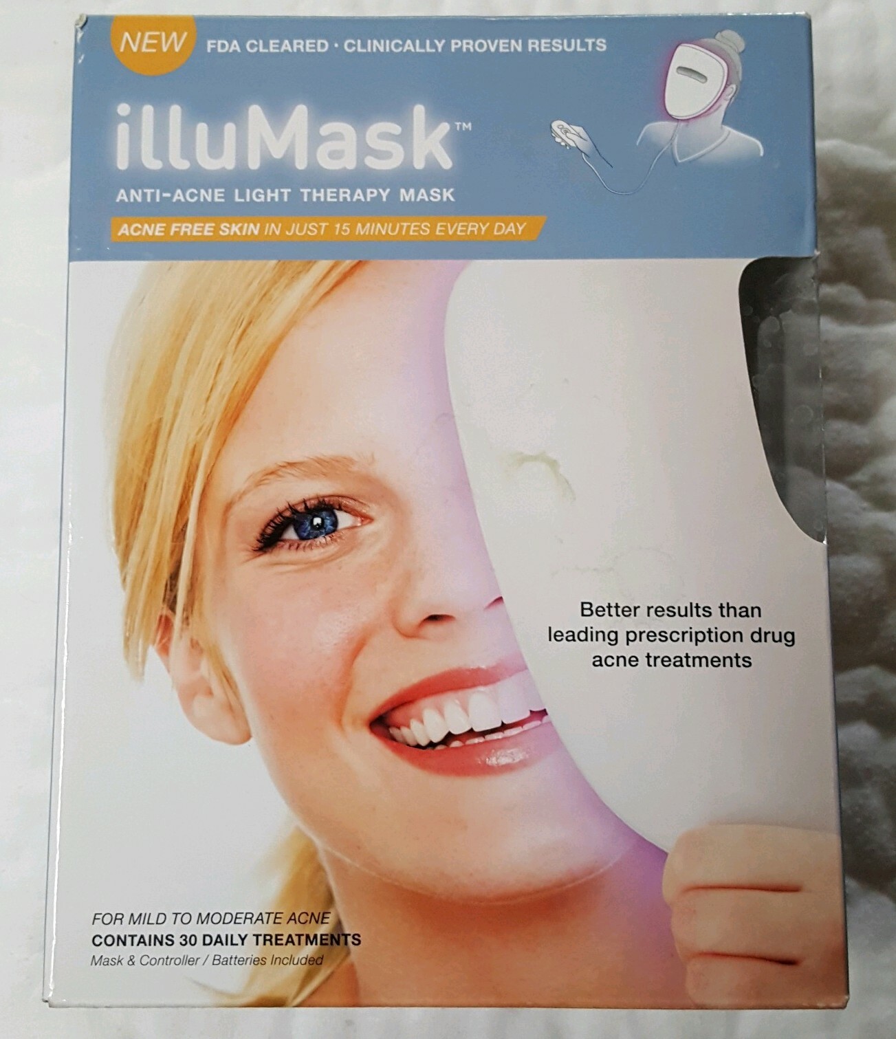 illuMask Acne Phototherapy Light Therapy Mask 30 Treatments Sealed Scuffed Box