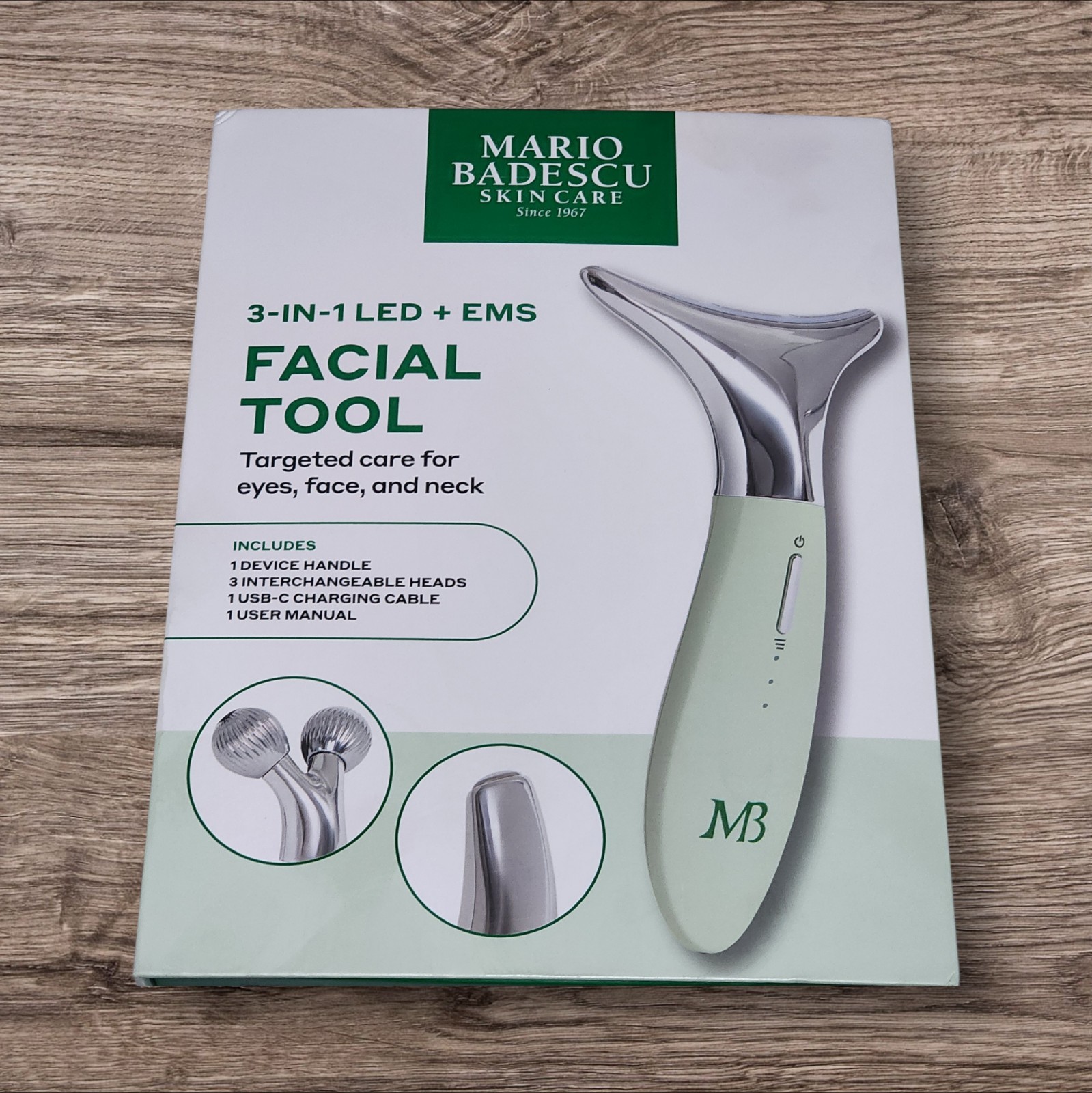 Mario Badescu 3-in-1 LED EMS Facial Toning Device, Interchangeable Heads