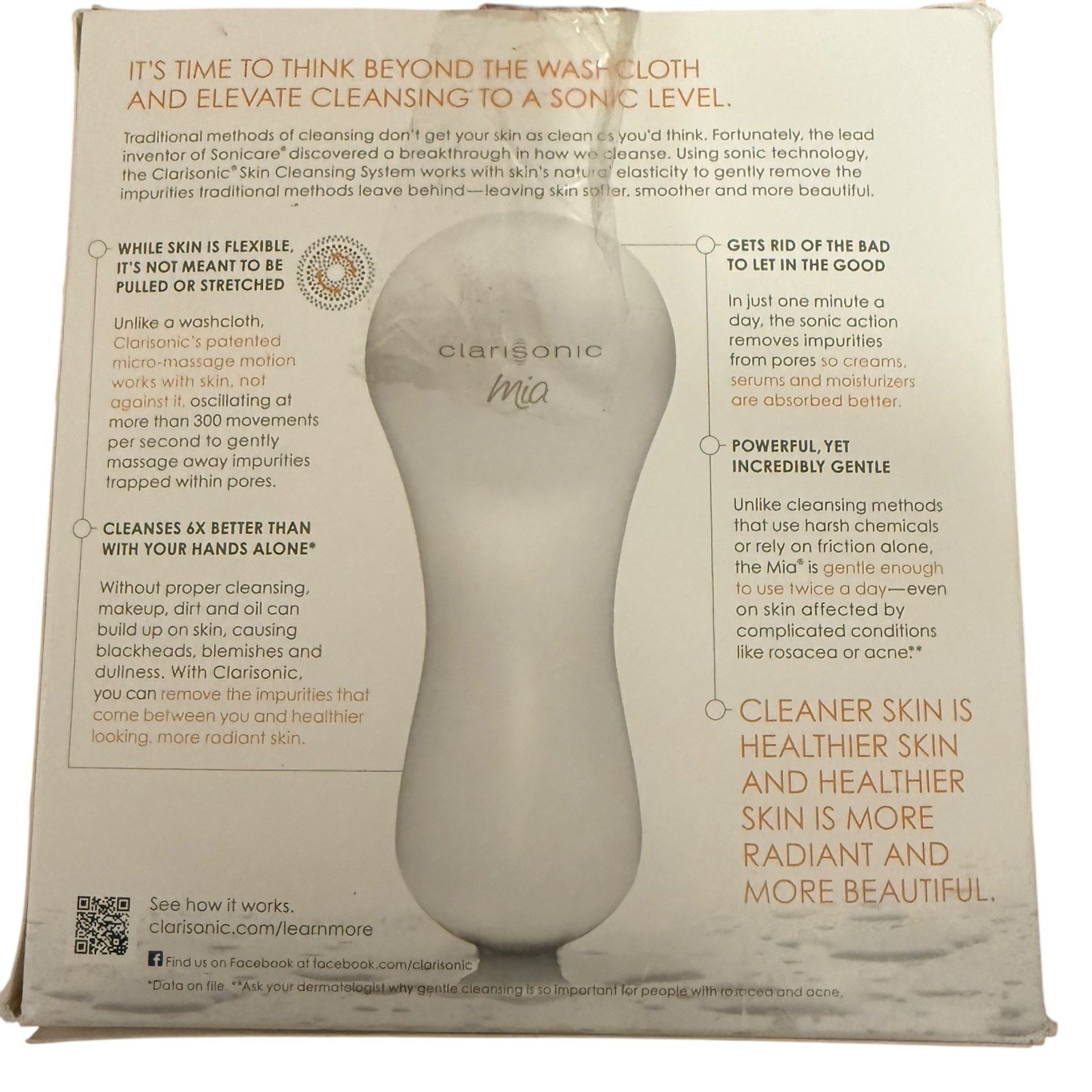 Clarisonic Mia 1 Sonic Skin Cleansing System-White With 1 Unused Head