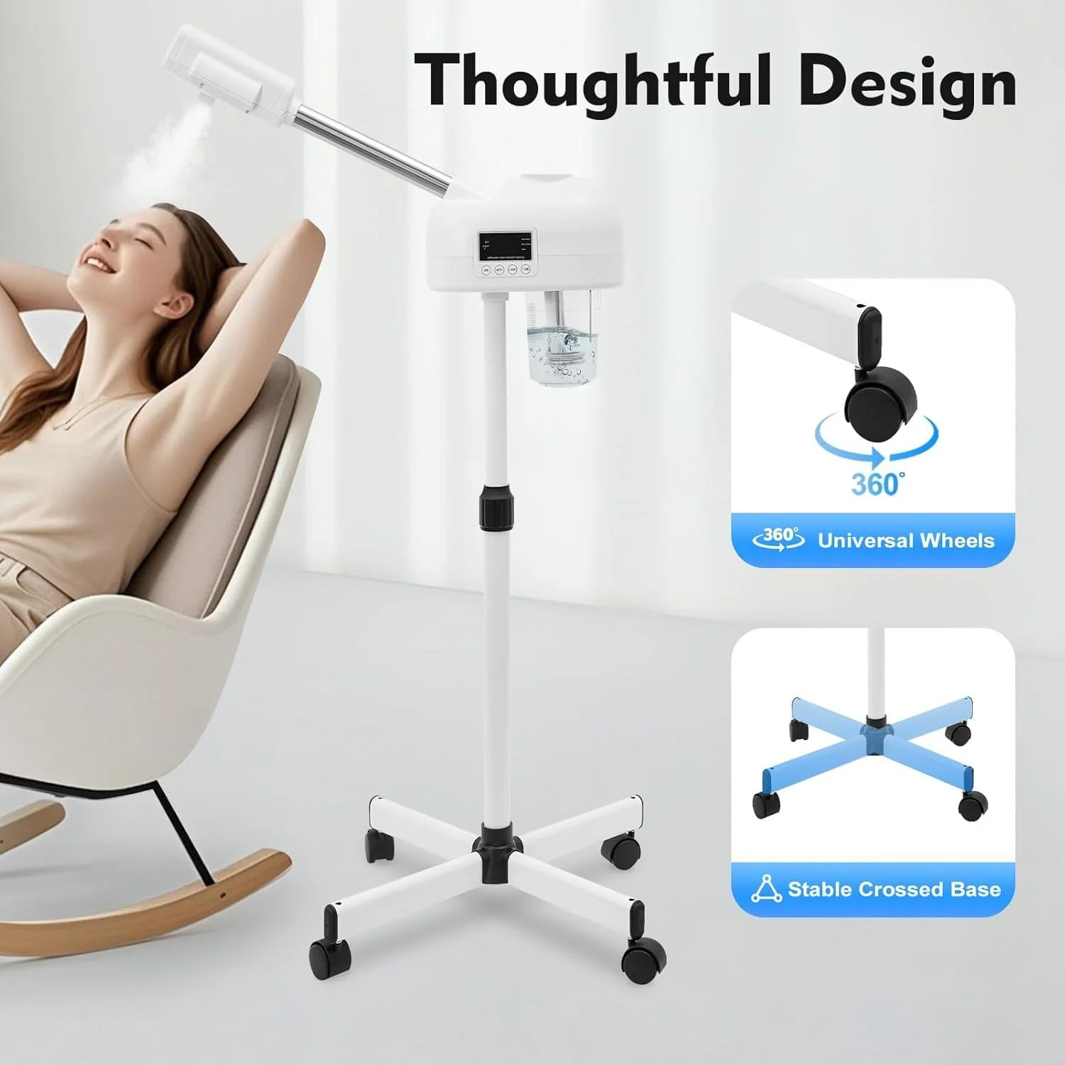 Professional Facial Steamer, Hot Mist Spray & Ozone, LCD Touch Screen & Timer Fu
