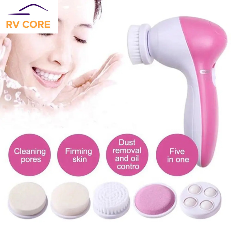 Electric 5-in-1 Facial Cleansing Brush – Skin Care Massager & Blackhead Remover