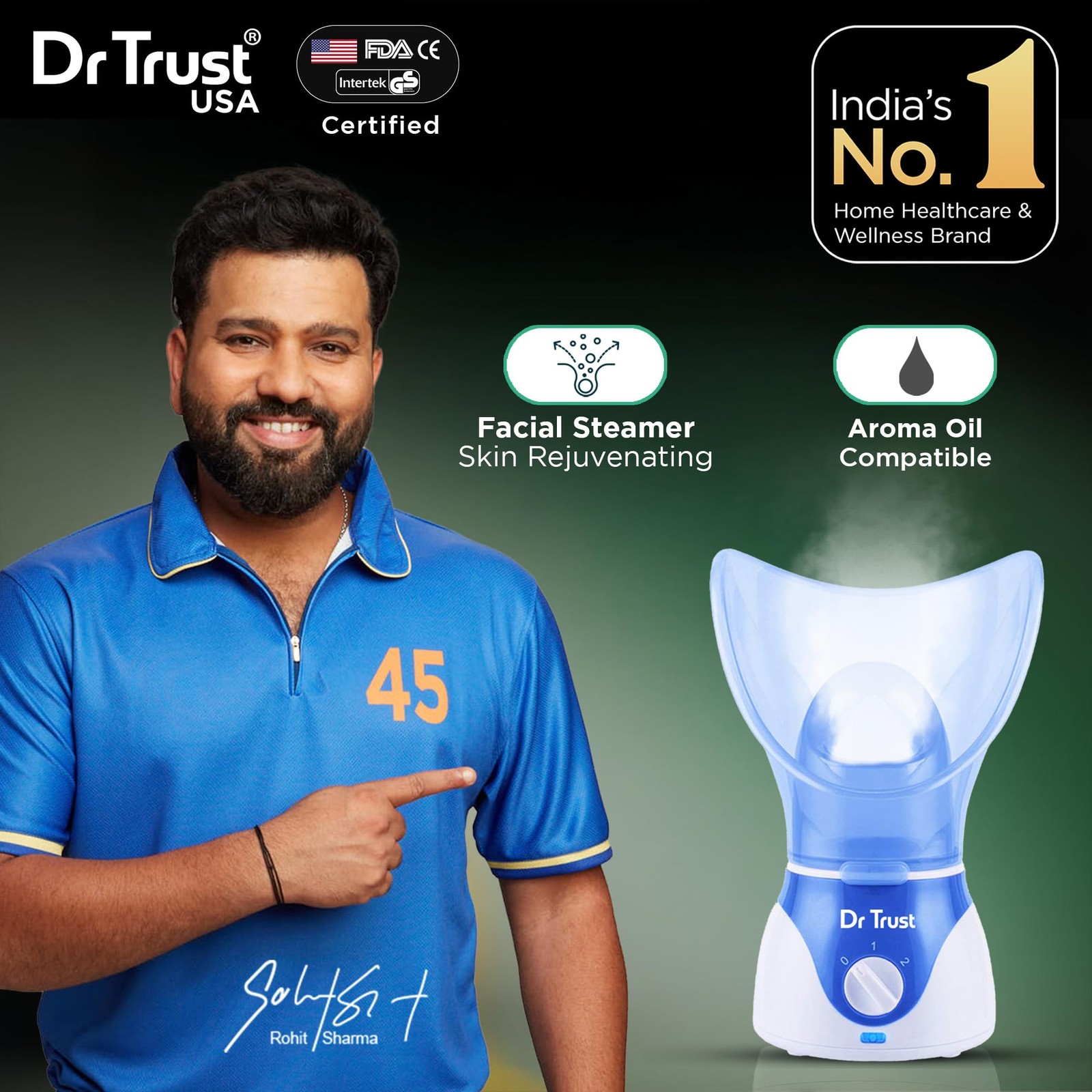 Dr Trust Home Spa Face/Nose Vapouriser Steamer for Cold & Cough – Blue 901