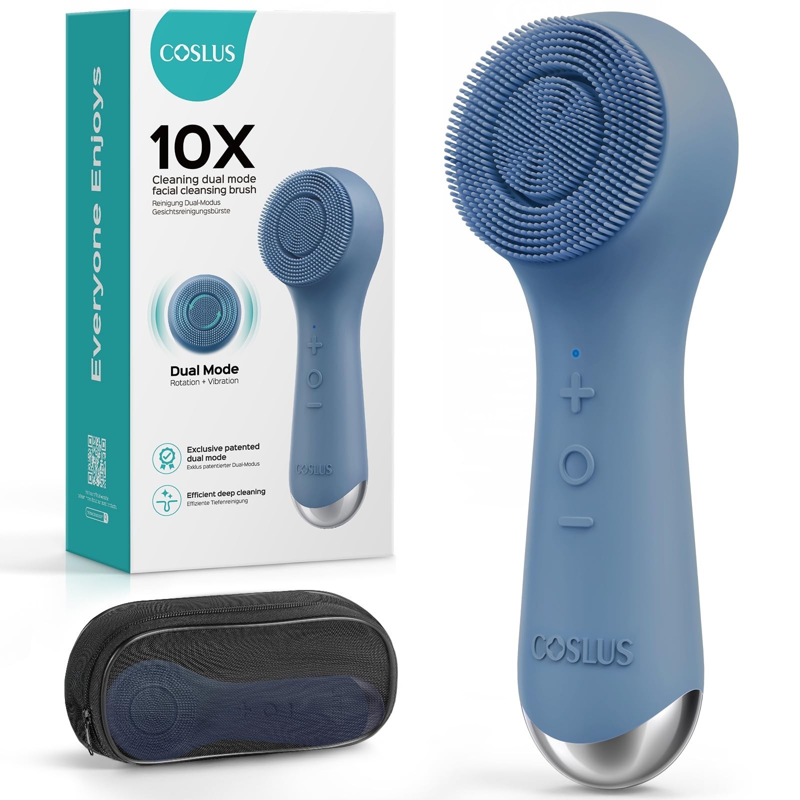 2-in-1 Silicone Facial Cleansing Brush – Electric Exfoliator with Vibration & Sp
