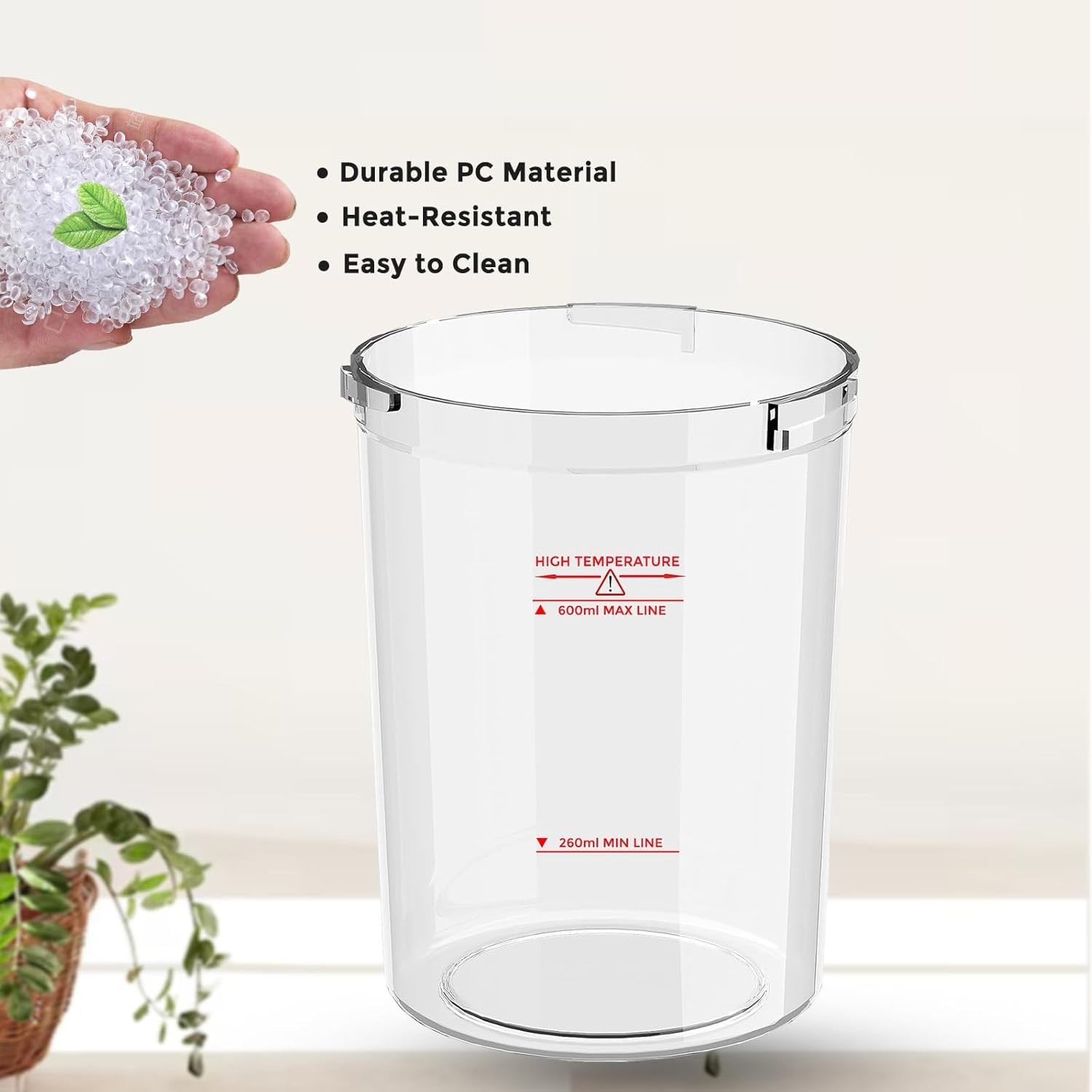 Professional Facial Steamer Water Jar – 4.4 x 4.4 x 5.7 Inches, Heat-Resistant