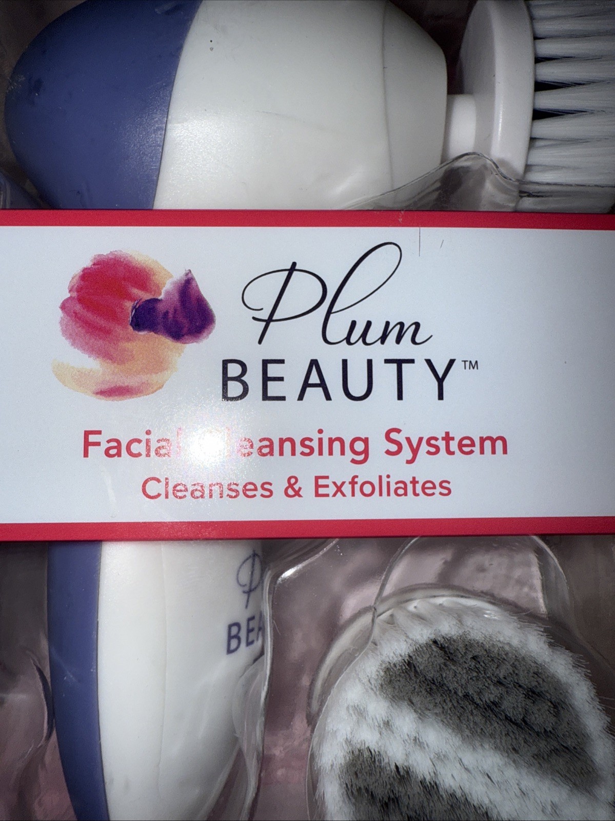Plum Beauty Facial Cleansing System Brush Cleanses & Exfoliates NEW NIB BA