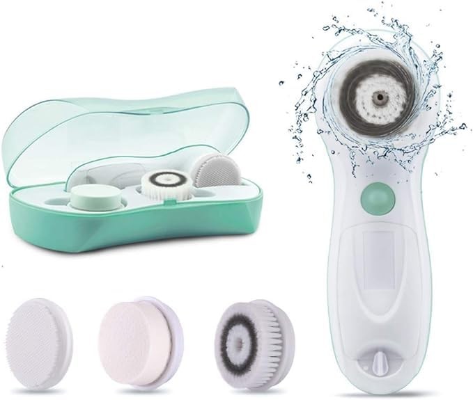 360° Rotating, 3 in 1 Interchangeable Cleansing Brush Set with Cleansing, Exf…