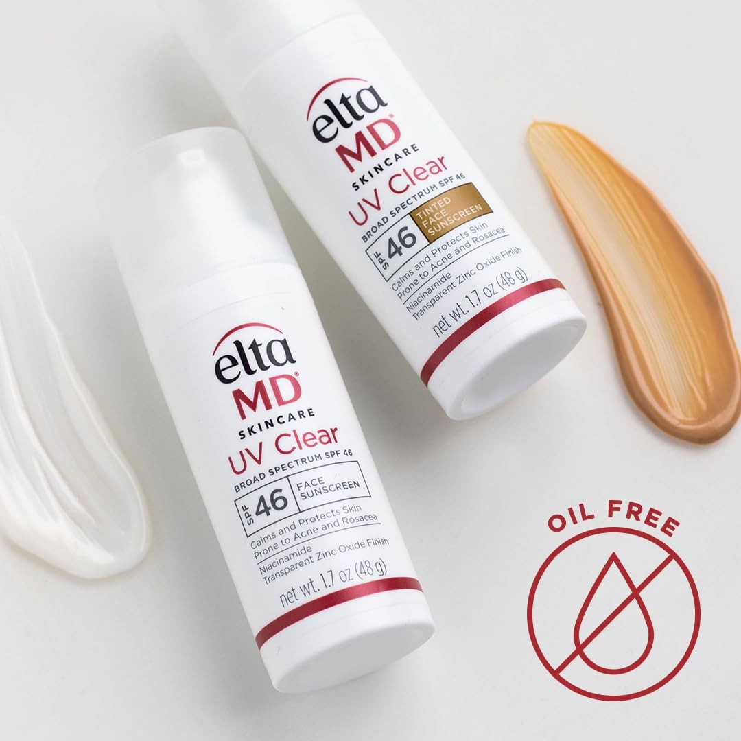 EltaMD UV Clear Tinted Face Sunscreen, SPF 46 Oil- Free 0.5 Fl Oz (Pack of 1)