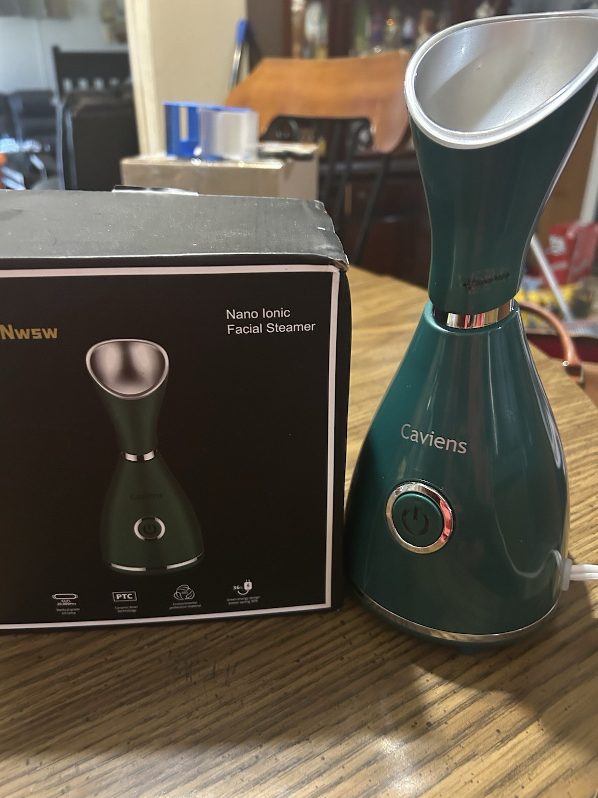 Caviens Nano Ionic Facial Steamer for Clogged Pores, Electric, Green