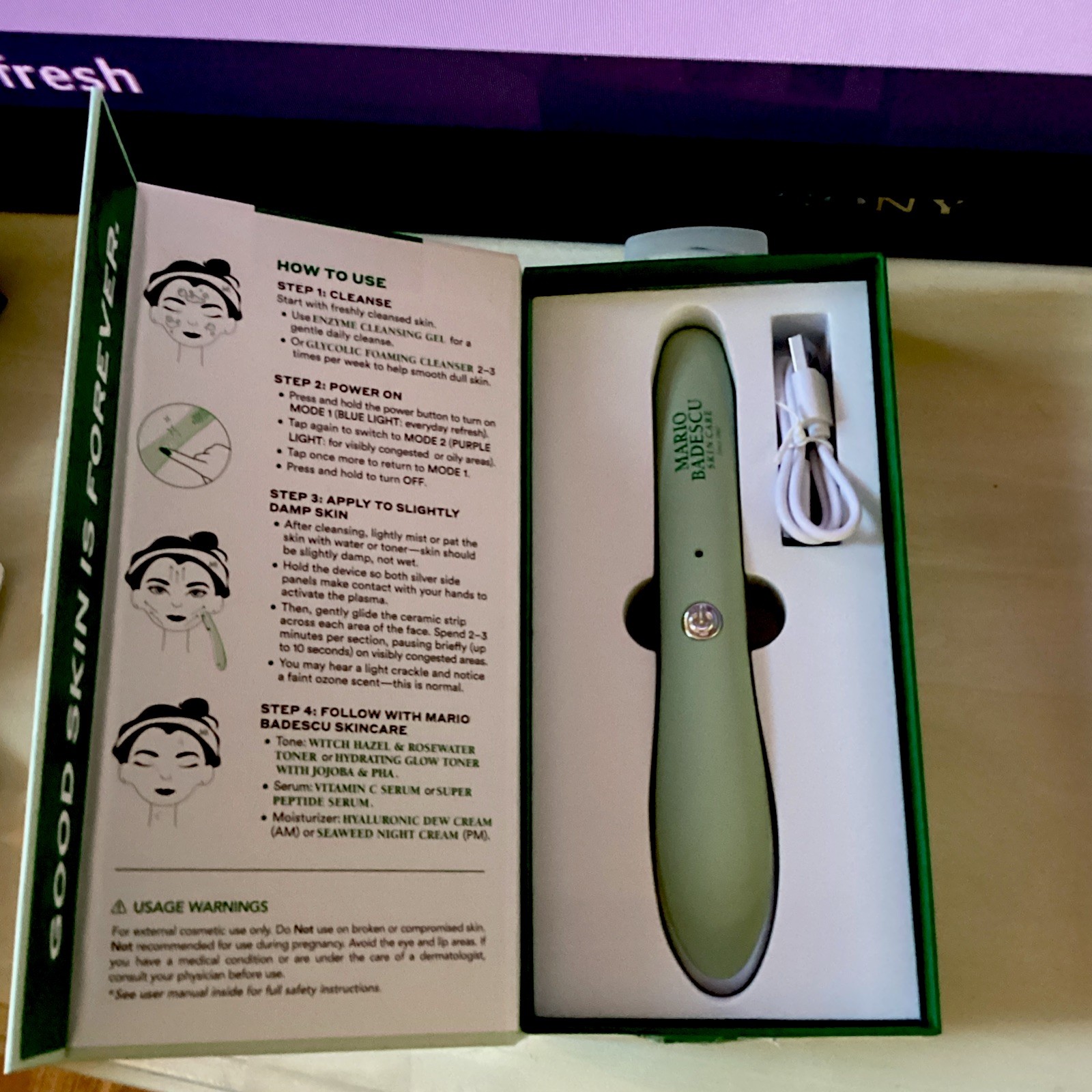 Mario Badescu Plasma Wand Cold Atmospheric Plasma Ceramic Green 2 Speeds