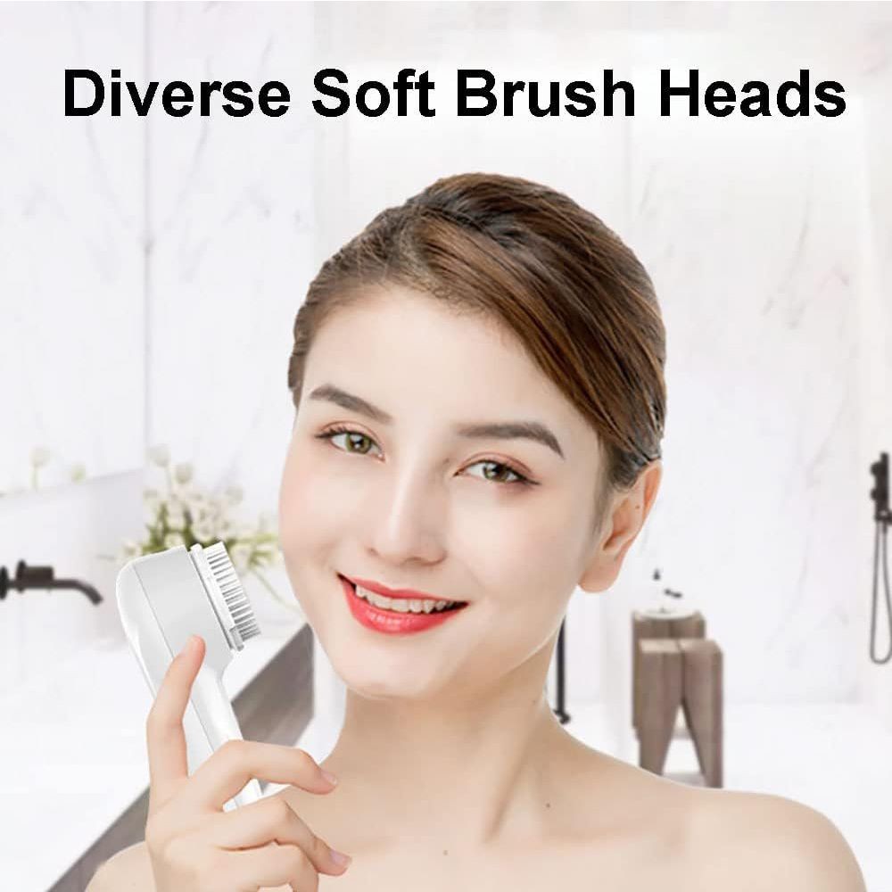 Facial Cleansing Brush, Sonic Facial Brush with 3 Brush Heads for Daily Skin Car