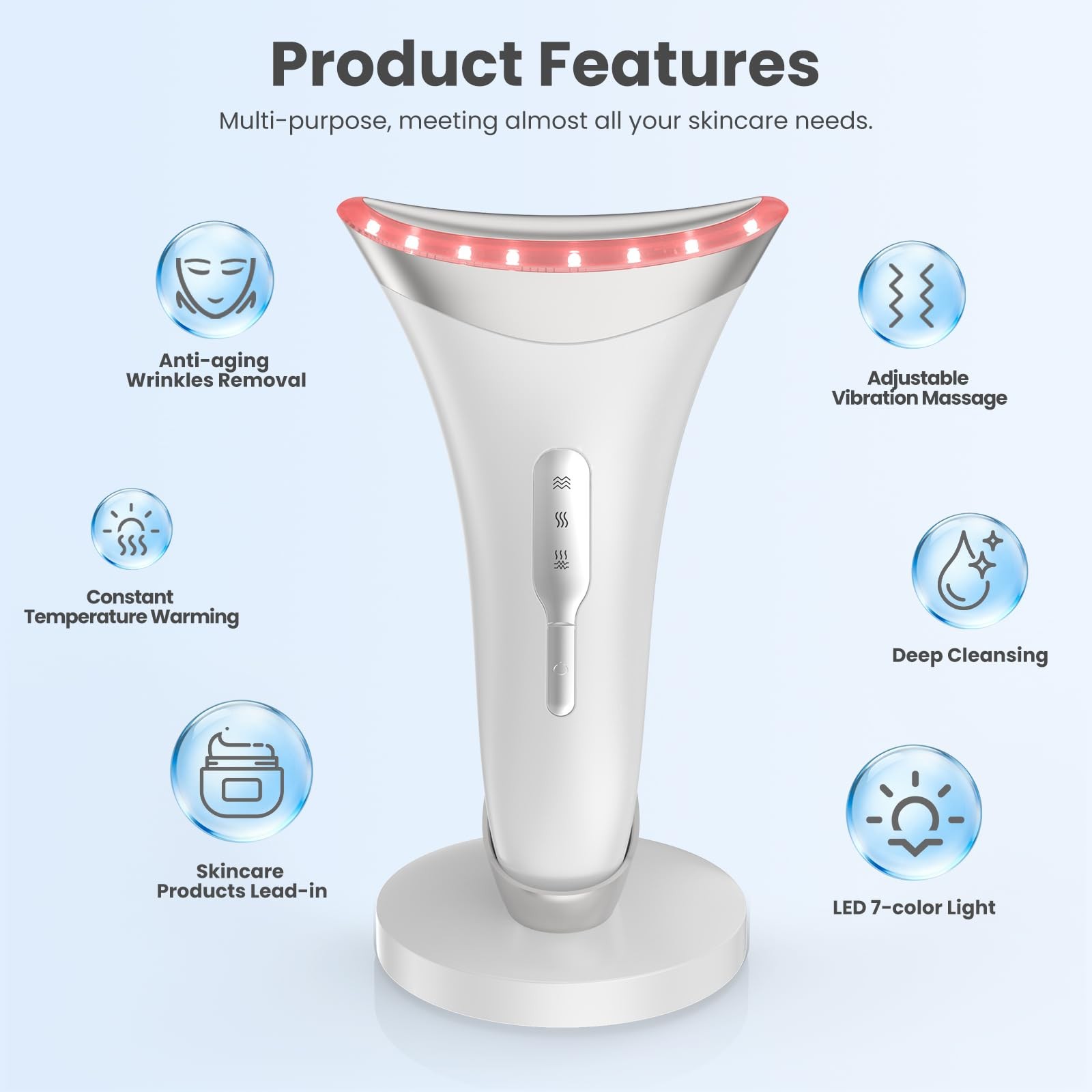 Face Massager Tool for and Neck, Electric Skin Tightening White