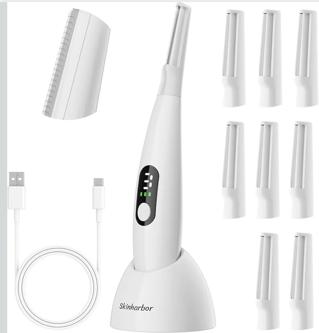 Skinharbor Sonic Dermaplane Razor Facial Hair Remover 8 Blades USB 3-Speed Green