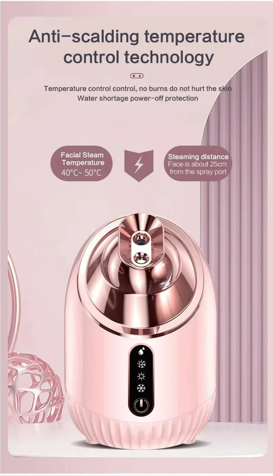 Nano Mist Face Steamer Hot Cold Spray Facial Humidifier Spa Pore Cleanser