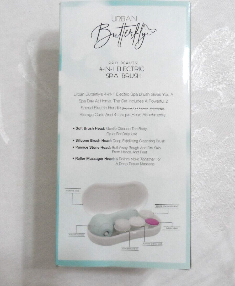 New Urban Butterfly Pro Beauty 4 In 1 Electric Spa Brush 4 Pieces USA Seller