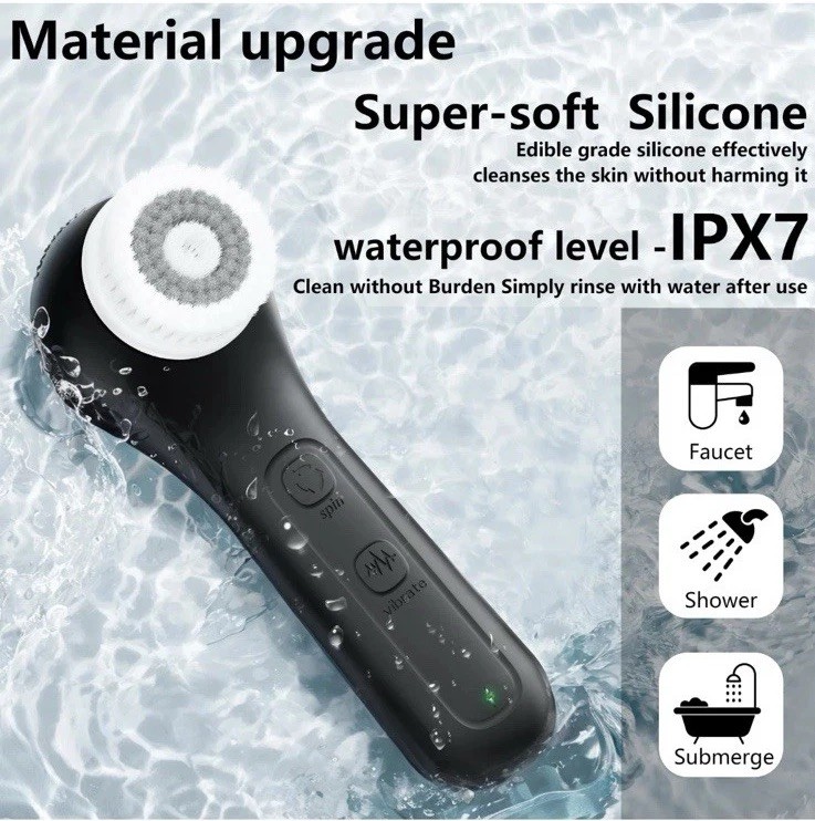Electric Facial Cleansing Brush Waterproof USB Rechargeable Face Spin Brush