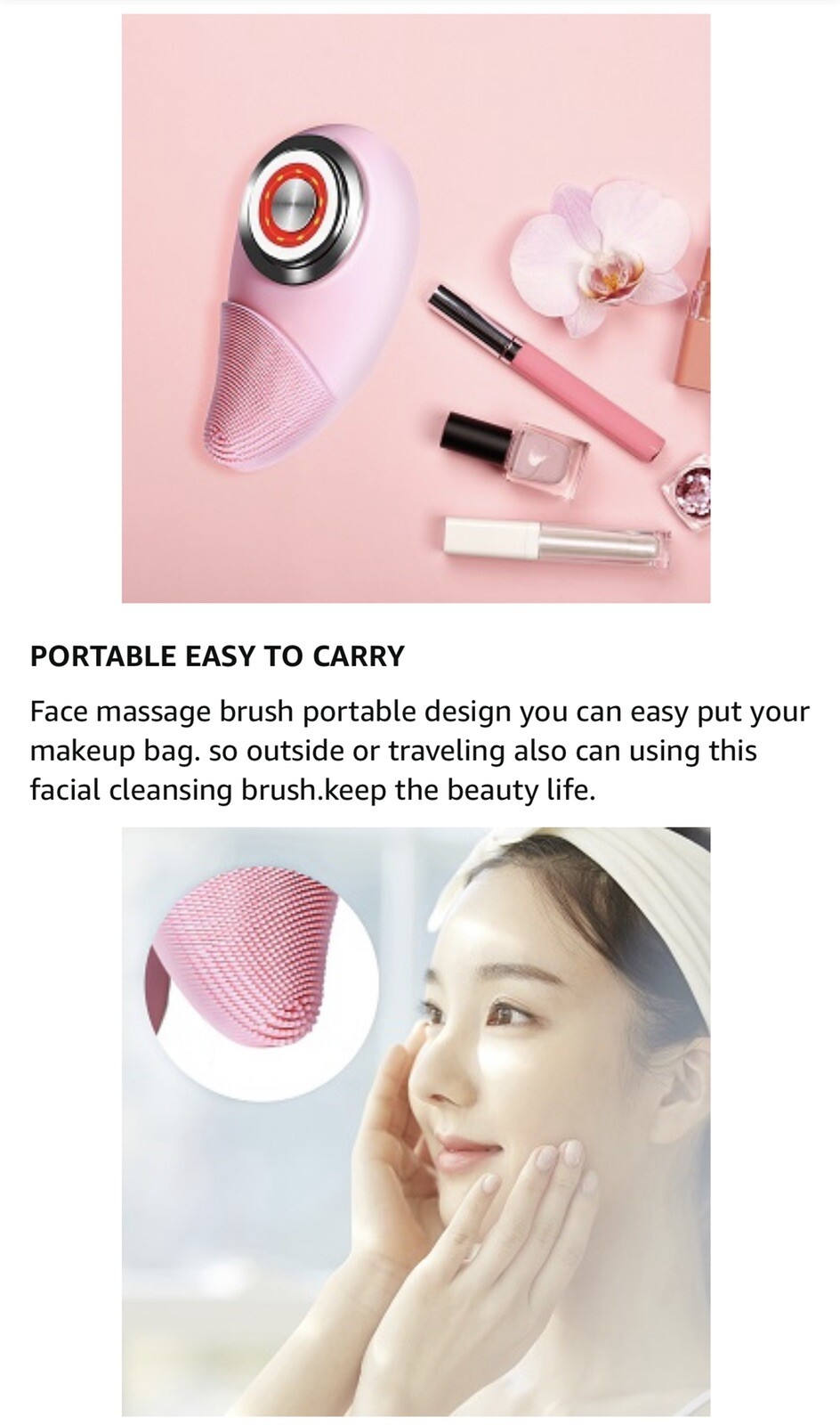 Facial Cleansing Brush Face Massager Electric w/soft silicone waterproof sonic