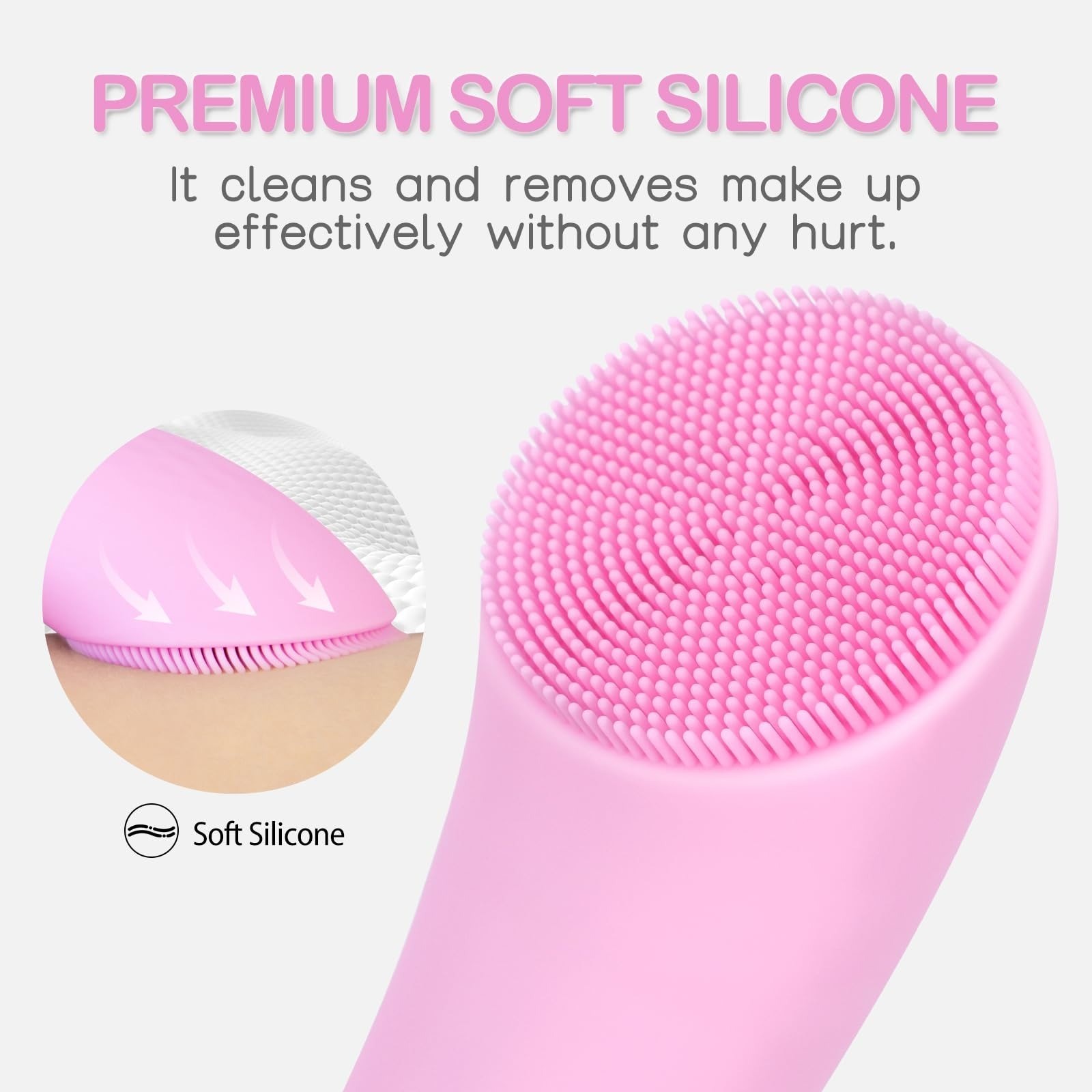 PRITECH Rechargeable Silicone Facial Cleansing Brush with Heat Massage