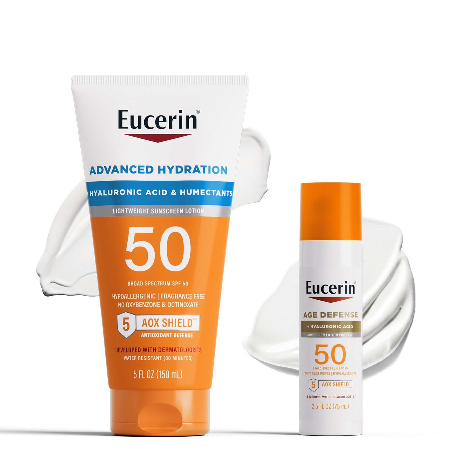 Eucerin Sun Advanced Hydration SPF 50 Sunscreen 3.75 Fl Oz (Pack of 2), White