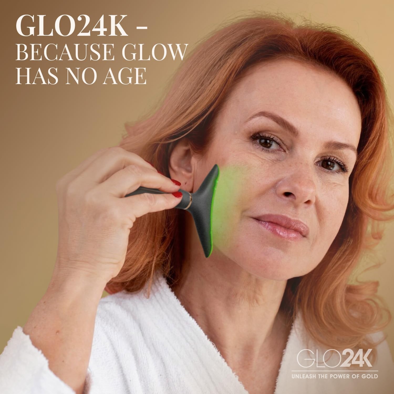 GLO24K Red Light Face & Neck Beauty Device – 3-in-1 Facial Massager Tool LED