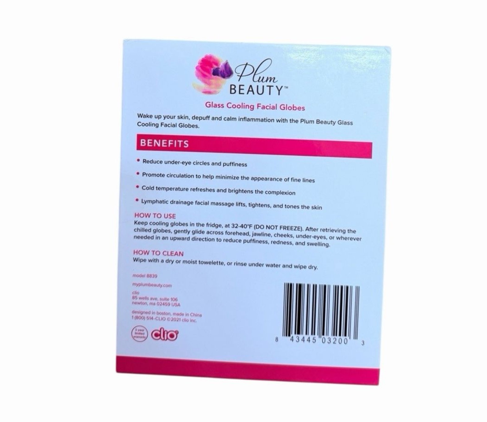 Plum Beauty Glass Cooling Facial Globes Soothe & Depuff