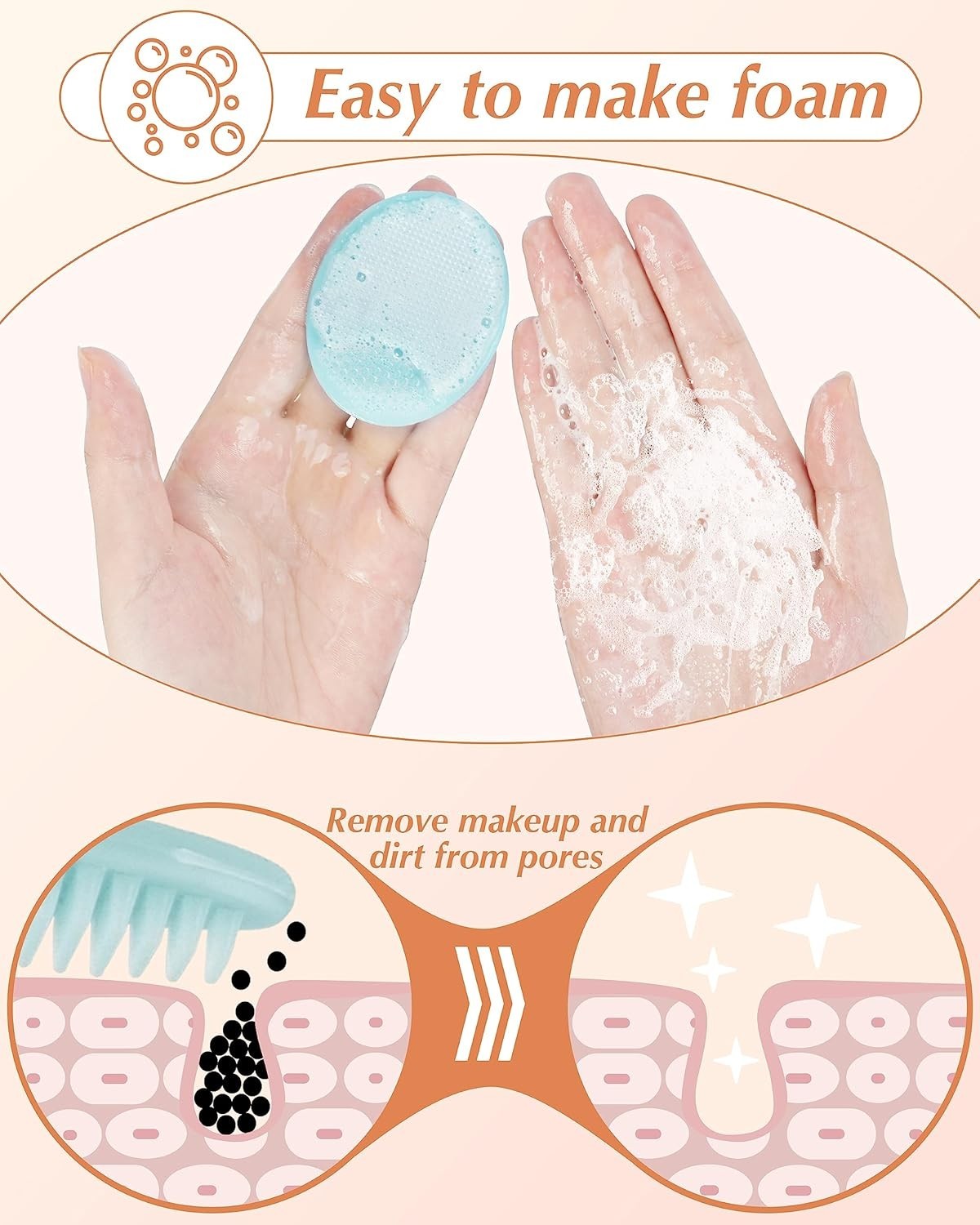 8PCS Silicone Face Scrubber Exfoliator Face Cleansing Brush for Deep Cleaning