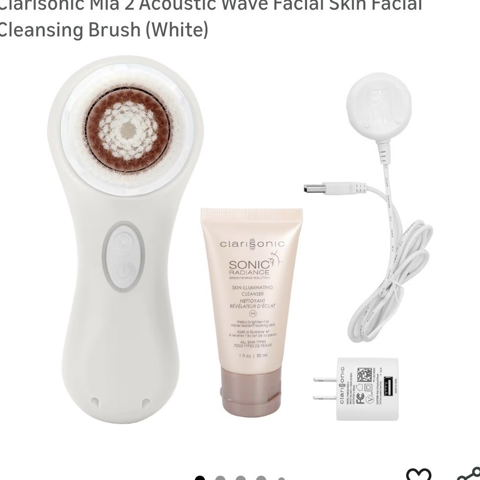Clarisonic Mia 2 Electric Facial Brush 2-Speed Waterproof Battery White